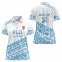 Fiji Rugby 2025 Custom Women Polo Shirt Fijian Tapa Toso Viti Toso - White