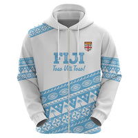 Fiji Rugby 2025 Custom Zip Hoodie Fijian Tapa Toso Viti Toso - White