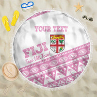 Fiji Rugby 2025 Custom Beach Blanket Fijian Tapa Toso Viti Toso - Pink