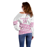 Fiji Rugby 2025 Custom Off Shoulder Sweater Fijian Tapa Toso Viti Toso - Pink