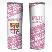 Fiji Rugby 2025 Custom Skinny Tumbler Fijian Tapa Toso Viti Toso - Pink