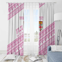 Fiji Rugby 2025 Custom Window Curtain Fijian Tapa Toso Viti Toso - Pink