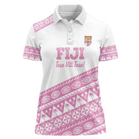 Fiji Rugby 2025 Custom Women Polo Shirt Fijian Tapa Toso Viti Toso - Pink