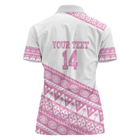 Fiji Rugby 2025 Custom Women Polo Shirt Fijian Tapa Toso Viti Toso - Pink