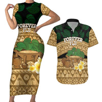 Bula Fiji Kava Bowl Couples Matching Short Sleeve Bodycon Dress and Hawaiian Shirt Fijian Tapa Cloth Vintage Vibe