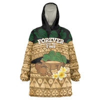 Bula Fiji Kava Bowl Wearable Blanket Hoodie Fijian Tapa Cloth Vintage Vibe