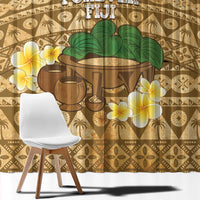 Bula Fiji Kava Bowl Window Curtain Fijian Tapa Cloth Vintage Vibe
