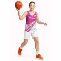 New Zealand Silver Fern Rugby Custom Basketball Jersey Go All Black Maori Pink Version - Polynesian Pride