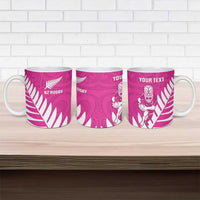 New Zealand Silver Fern Rugby Custom Ceramic Mug Go All Black Maori Pink Version - Polynesian Pride