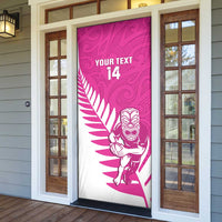 New Zealand Silver Fern Rugby Custom Door Cover Go All Black Maori Pink Version - Polynesian Pride