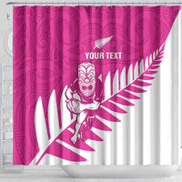New Zealand Silver Fern Rugby Custom Shower Curtain Go All Black Maori Pink Version