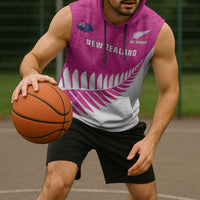 New Zealand Silver Fern Rugby Custom Sleeveless Hoodie Go All Black Maori Pink Version - Polynesian Pride