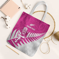New Zealand Silver Fern Rugby Custom Tote Bag Go All Black Maori Pink Version - Polynesian Pride
