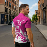 New Zealand Silver Fern Rugby Custom Zipper Polo Shirt Go All Black Maori Pink Version - Polynesian Pride