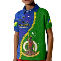 Personalised Vanuatu Malampa Province Kid Polo Shirt Turtle Sand Drawing Unique Tapa Pattern LT14 Kid Green - Polynesian Pride