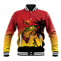 Custom Papua New Guinea Cricket Baseball Jacket PNG Barramundis LT14 Unisex Red - Polynesian Pride