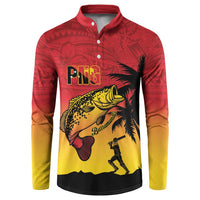Custom Papua New Guinea Cricket Button Sweatshirt PNG Barramundis LT14 Red - Polynesian Pride