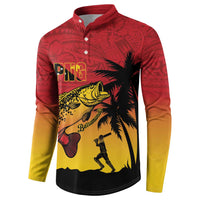 Custom Papua New Guinea Cricket Button Sweatshirt PNG Barramundis LT14 - Polynesian Pride