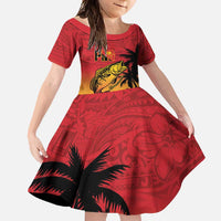 Custom Papua New Guinea Cricket Family Matching Mermaid Dress and Hawaiian Shirt PNG Barramundis - Polynesian Pride