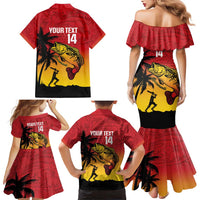Custom Papua New Guinea Cricket Family Matching Mermaid Dress and Hawaiian Shirt PNG Barramundis - Polynesian Pride