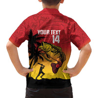 Custom Papua New Guinea Cricket Family Matching Off Shoulder Short Dress and Hawaiian Shirt PNG Barramundis - Polynesian Pride