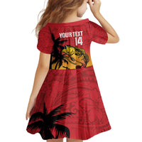 Custom Papua New Guinea Cricket Kid Short Sleeve Dress PNG Barramundis - Polynesian Pride