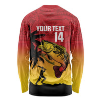 Custom Papua New Guinea Cricket Long Sleeve Shirt PNG Barramundis LT14 - Polynesian Pride