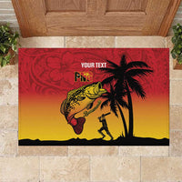 Custom Papua New Guinea Cricket Rubber Doormat PNG Barramundis LT14 Red - Polynesian Pride