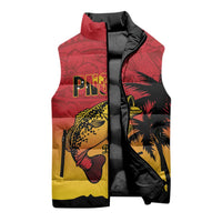 Custom Papua New Guinea Cricket Sleeveless Puffer Jacket PNG Barramundis - Polynesian Pride