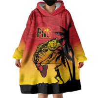 Custom Papua New Guinea Cricket Wearable Blanket Hoodie PNG Barramundis LT14 - Polynesian Pride