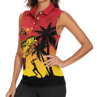 Custom Papua New Guinea Cricket Women Sleeveless Polo Shirt PNG Barramundis - Polynesian Pride