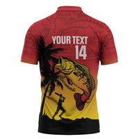 Custom Papua New Guinea Cricket Zipper Polo Shirt PNG Barramundis LT14 - Polynesian Pride