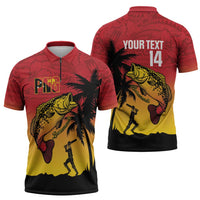 Custom Papua New Guinea Cricket Zipper Polo Shirt PNG Barramundis LT14 - Polynesian Pride