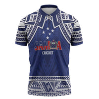 Custom Samoa Cricket Zipper Polo Shirt Go Champions Samoan LT14 Blue - Polynesian Pride