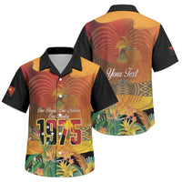 Personalised Papua New Guinea Independence Day Family Matching Off Shoulder Short Dress and Hawaiian Shirt One People One Nation One Country