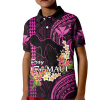 Personalised Hawaii Kid Polo Shirt Pray For Maui Hawaiian Plumeria Be Strong Pink Verison LT14 Kid Pink - Polynesian Pride