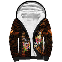 Personalised Hawaii Sherpa Hoodie Pray For Maui Hawaiian Plumeria Be Strong Gold Verison LT14 Unisex Gold - Polynesian Pride