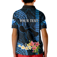 Personalised Hawaii Kid Polo Shirt Pray For Maui Hawaiian Plumeria Be Strong Blue Verison LT14 - Polynesian Pride