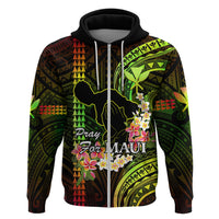 Hawaii Hoodie Pray For Maui Hawaiian Plumeria Be Strong Reggae Verison LT14 Zip Hoodie Reggae - Polynesian Pride