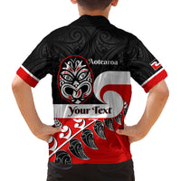 Personalised Te Reo Maori New Zealand Family Matching Off Shoulder Short Dress and Hawaiian Shirt Kia Haka Maori Fern With Tino Rangatiratanga LT14 - Polynesian Pride