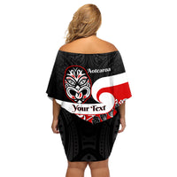 Personalised Te Reo Maori New Zealand Family Matching Off Shoulder Short Dress and Hawaiian Shirt Kia Haka Maori Fern With Tino Rangatiratanga LT14 - Polynesian Pride