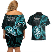 new-zealand-darts-couples-matching-off-shoulder-short-dress-and-hawaiian-shirt-happiness-is-a-tight-threesome-maori-turquoise