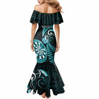 New Zealand Darts Mermaid Dress Happiness Is A Tight Threesome Maori Turquoise LT14 - Polynesian Pride