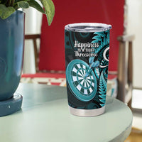 New Zealand Darts Tumbler Cup Happiness Is A Tight Threesome Maori Turquoise LT14 - Polynesian Pride