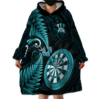 New Zealand Darts Wearable Blanket Hoodie Happiness Is A Tight Threesome Maori Turquoise LT14 - Polynesian Pride