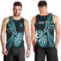 Personalised New Zealand Darts Men Tank Top Happiness Is A Tight Threesome Maori Turquoise LT14 - Polynesian Pride