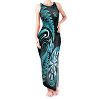 Personalised New Zealand Darts Tank Maxi Dress Happiness Is A Tight Threesome Maori Turquoise LT14 Women Turquoise - Polynesian Pride