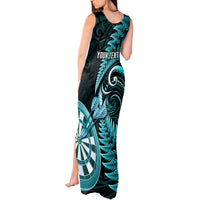 Personalised New Zealand Darts Tank Maxi Dress Happiness Is A Tight Threesome Maori Turquoise LT14 - Polynesian Pride