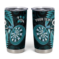 Personalised New Zealand Darts Tumbler Cup Happiness Is A Tight Threesome Maori Turquoise LT14 Turquoise - Polynesian Pride