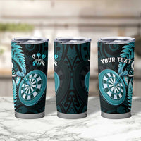Personalised New Zealand Darts Tumbler Cup Happiness Is A Tight Threesome Maori Turquoise LT14 - Polynesian Pride